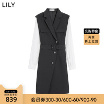 (Same as the mall) LILY2022 AUTUMN NEW WOMENSWEAR FASHION FAKE TWO-PIECE TEMPERAMENT COMMUTER BLAZER DRESS