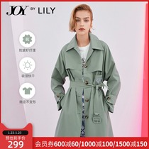 LILY new women's breathable waterproof profile lace-up waist commuter long trench coat coat