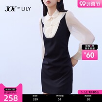 LILY2021 new women pleated Lotus neck chiffon fake two pieces bubble sleeve fairy dress thin