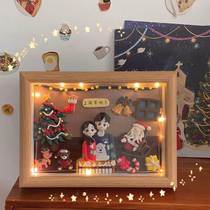 Stone plastic clay finished soft pottery doll custom photo frame Q version couple painting special heart-to-heart birthday gift photo