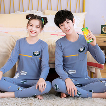Teen mens autumn clothes autumn pants suit pure cotton female 12 large child students 14 junior high school students 15-year-old thin and warm underwear
