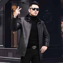 Haining mink coat mens fur leather leather clothing sheep leather long whole mink mink liner coat winter