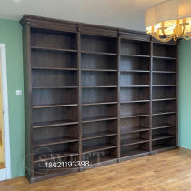 American country vintage solid wood bookcase combination display cabinet European whole wall bookshelf Living room display shelf customization