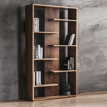 Nordic Solid Wood Bookcase Cabinet Minimalist Modern Partition Cabinet Retro Lockers Loft Home Display Cabinet Floor