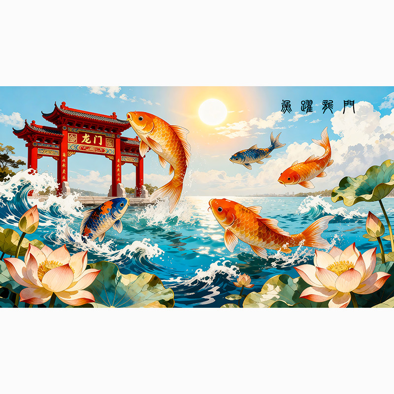 鲤鱼跃龙门三联画-鲤鱼跃龙门三联画促销价格、鲤鱼跃龙门三联画品牌- 淘宝