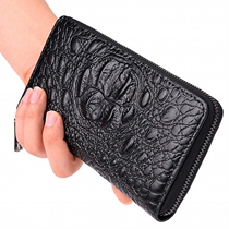 2022 new Korean version Mens handbag Tide Pack Crocodile Mark Hand Grab Bag Youth Soft Leather Zip Long wallet