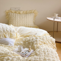 Cloud Dauphine Dreamnids Gentle Cream Yellow Bubble Yarn Full Cotton Four Pieces Of Pure Cotton Soft Quilt Cover Bed