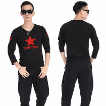 Men's 2018 new sailor dance T-shirt women's long sleeve clothing jacket V-neck performance clothing