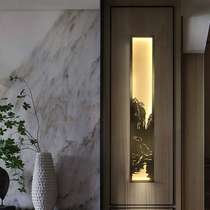 Modern New Chinese All-Copper Wall Lamp Chinese Living Room Backwall Aisle Hotel Creative Villa Wiring-Free Long Lamps