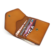 Japan-ROK Original Plant Tanning Cow Leather Zero Wallet Woman Genuine Leather Retro Envelope Small Card Bag Handmade Thin Money Short Money Clip Men