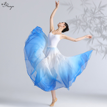 Classical dance skirt 720 degree dance dress performance Womens rhyme practice Gong dress skirt gauze skirt