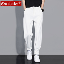 2021 Spring and Autumn new casual trousers men Korean version of the trend ice straight tube loose nine-split leg white pants