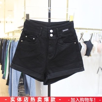Aina European goods 2021 autumn new products 83026 black jeans high waist stretch thin A shorts hot pants women