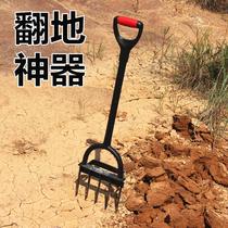 Land-turning soil artifact outdoor soil turnup wasteland hoe rake agricultural household digging tool steel fork weeding