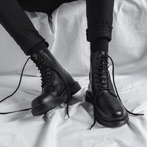 Martin Boot Mens Inn Wind Summer Breathable Black Boots Man Genuine Leather Boots for Mens Boots Boots High Bunch Shoes