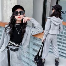 High-end Sports Parenting Suit Spring Autumn Mother Women Dress Foreign Air 2022 Mesh Red Korean Version Fried Street Sweatshirt Pure Color Casual Clothing