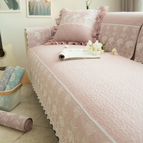 Korean cotton sofa cushion simple modern Four Seasons universal fabric solid wood cover towel leather non-slip cushion