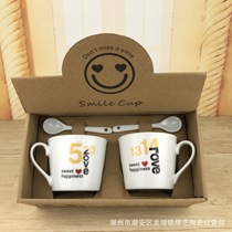 Hair 520 Couple Mug Tanabata Gift Ceramic Cup A pair of coffee cups with spoon Custom logo Opening