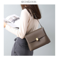 Advanced sense cowhide simple shoulder bag female 2021 new fashion leather small square bag large capacity shoulder bag