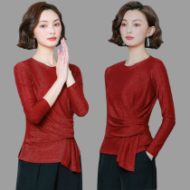 Autumn and winter New Foreign style modern ballroom dance jacket round neck long sleeve square dance practice clothing female national standard practice uniform