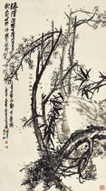 Three Friends of the Year Wu Changshuos Chinese painting celebrity calligraphy and painting 30 * 54cm