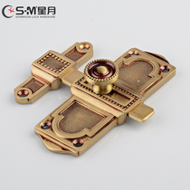 All-copper latch European-style pure copper surface-mounted latch Solid wood door bolt door buckle Bronze lock buckle Gold anti-theft latch