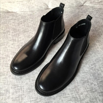 Retro British leather mens boots Korean Chelsea boots mens casual leather boots high-top Martin boots mens plus velvet boots