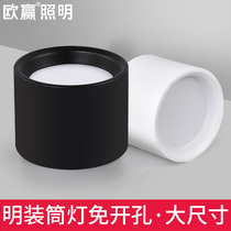 Surface mounted downlight led free hole round 12w18w24w black shop commercial super bright engineering ceiling spot light single