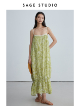 sagestudio embraces the elegant summer day tender green print cotton wavy lace dress