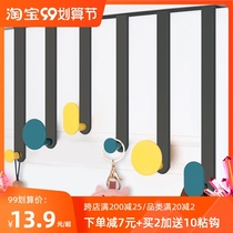 Door rear adhesive hook hanger Nordic creative non-trace-free hole rack nail-free door back clothes hat hanging artifact
