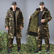 Camouflage coat mens winter velvet thickened medium-long work cotton clothing cold army cotton coat Mens big coat labor insurance quilted jacket