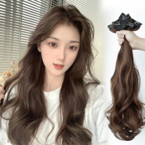 Real hair hair film no trace hair piece wig female three pieces of real hair silk pick up wig long straight hair summer