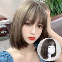 bobo head short hair wig female Korean round face Qi bangs wave head hairstyle natural fashion Qi ear short hair
