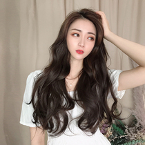 U-shaped long hair fluffy natural wig female half-head long curly hair big wave hair net red cute temperament face repair