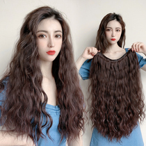 Wig female U-shaped long curly hair net red instant noodles wool roll half head cover Large wavy long hair natural incognito full head
