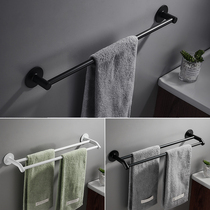 Towel rack punch-free toilet bathroom wall-mounted rack cool drying rack Towel bar space aluminum single rod