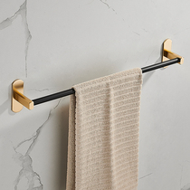 Towel rack non-perforated toilet bathroom shelf wall-mounted light luxury wind space aluminum drying towel bar single rod