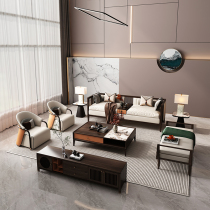 New Chinese solid wood sofa composition Ukim wood modern minimalist villa size family style living room light and luxurious furniture custom-made