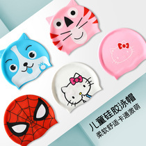 Children cartoon silicone swimming cap for boys and girls long hair waterproof baby playing hat children Snow Swimming equipment 2-16 years old