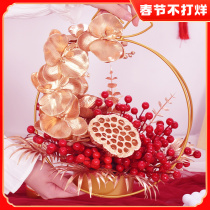 Lantern flower simulation flower red dry flower living room new house atmosphere layout fu bucket fortune decoration diy material full set