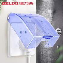 Delixi waterproof socket waterproof cover 86 type switch waterproof box bathroom toilet splash box socket protective cover