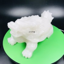 Natural white jade dragon turtle animal handmade desktop ornaments modern living room simple friends blessing gift-giving crafts