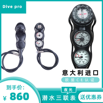 Italian imported diving barometer scuba cylinder pressure gauge diving three