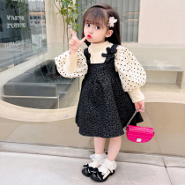 Girls dress two-piece set of long-sleeved childrens 2022 autumn dress new spring and autumn princess skirt baby childrens set skirt