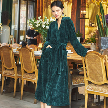  French couple nightgown long spring and autumn coral velvet pajamas female pure cotton male court style bathrobe 2021 new