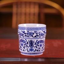 Wuliang Dafu Hua Yixuan customized blue and white stalwart Fushou water Cup handshake Cup Single Cup (Hua Yixuan)