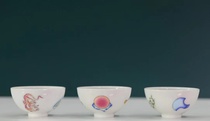 Yilin Tang Guozuo Heng Tongyi Lin Zangzhen pastel twelve chapter pattern small hemisphere Cup * 3 (Hua Yixuan)