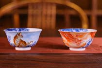 Yu Yin Kiln Yu Guowang made blue and white Plus Color Dragon and Tiger to the cup tea cup (Hua Yixuan)