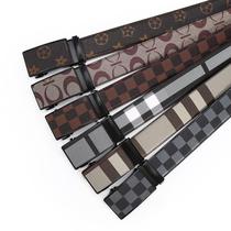 Belt mens business casual leather automatic buckle belt mens fashion all-match cut-edge double-line pants belt