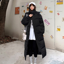 Chinese opera down jacket mens and womens super long knee thickening 2021 new winter black loose large size art test with the same model